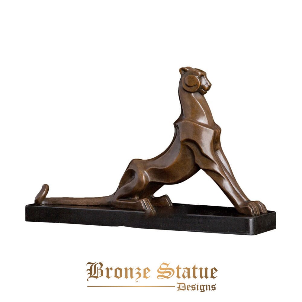 Abstrakte Wohngestaltung der modernen Kunst des Leopardenstatuen-Pantherskulptur-Tiergeparden aus Bronze