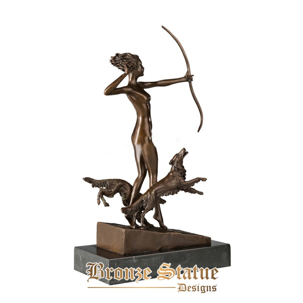 Greek artemis statue bronze goddess of hunting and moon sculpture myth diana nude figurine home decor antique art