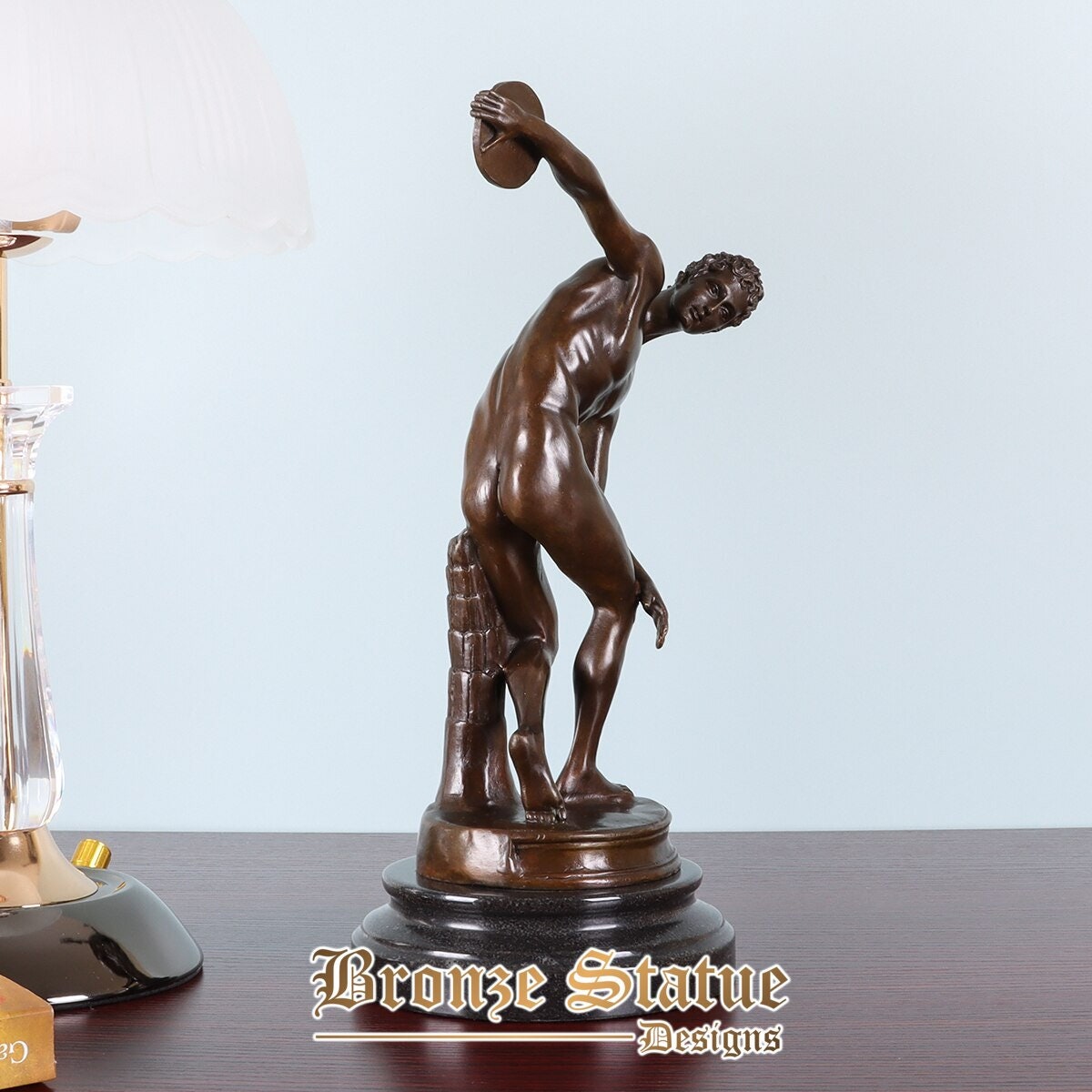 Bronze classic discus thrower statue discobolos sculpture by greek famous myron replica antique figurine art home decor