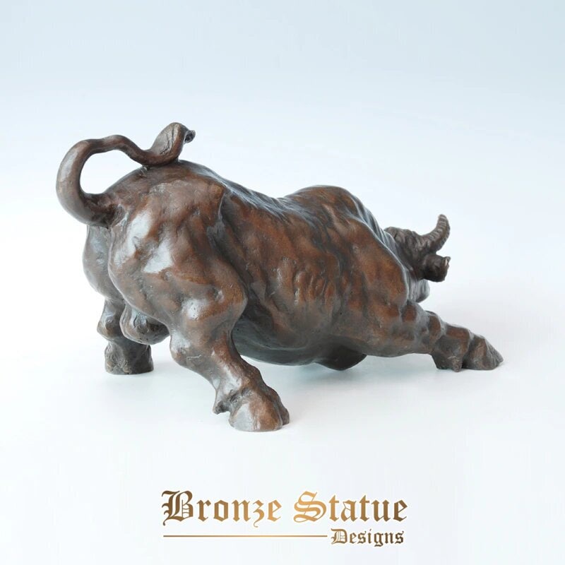 Wall street bull statue bronze bull stock market lucky bull sculpture animal figurine art office desktop decor business gifts