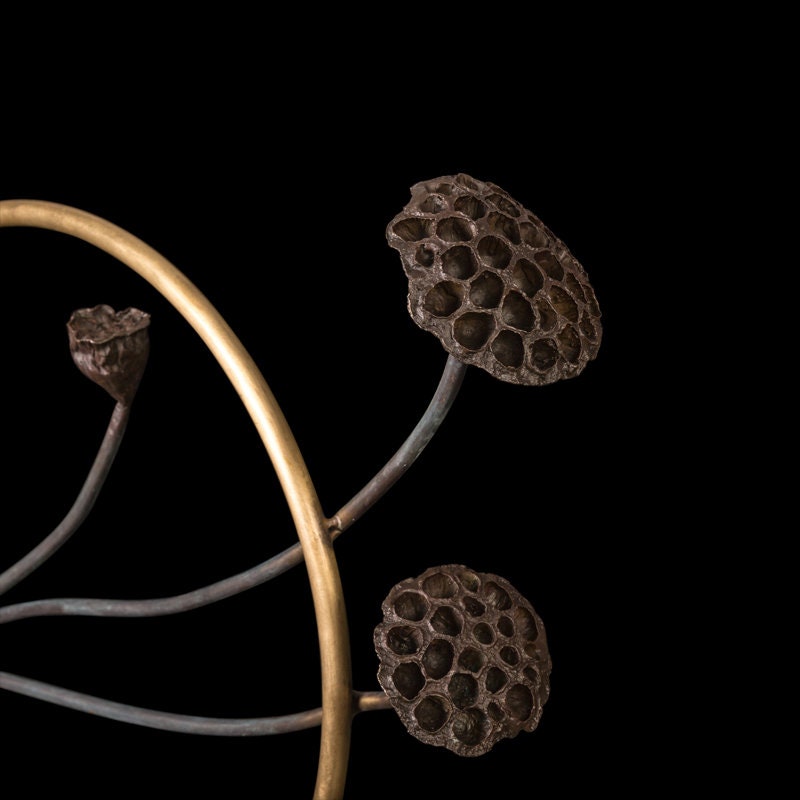 Flowers on a Gold Ring | Nature Sculpture | Foliage Statue