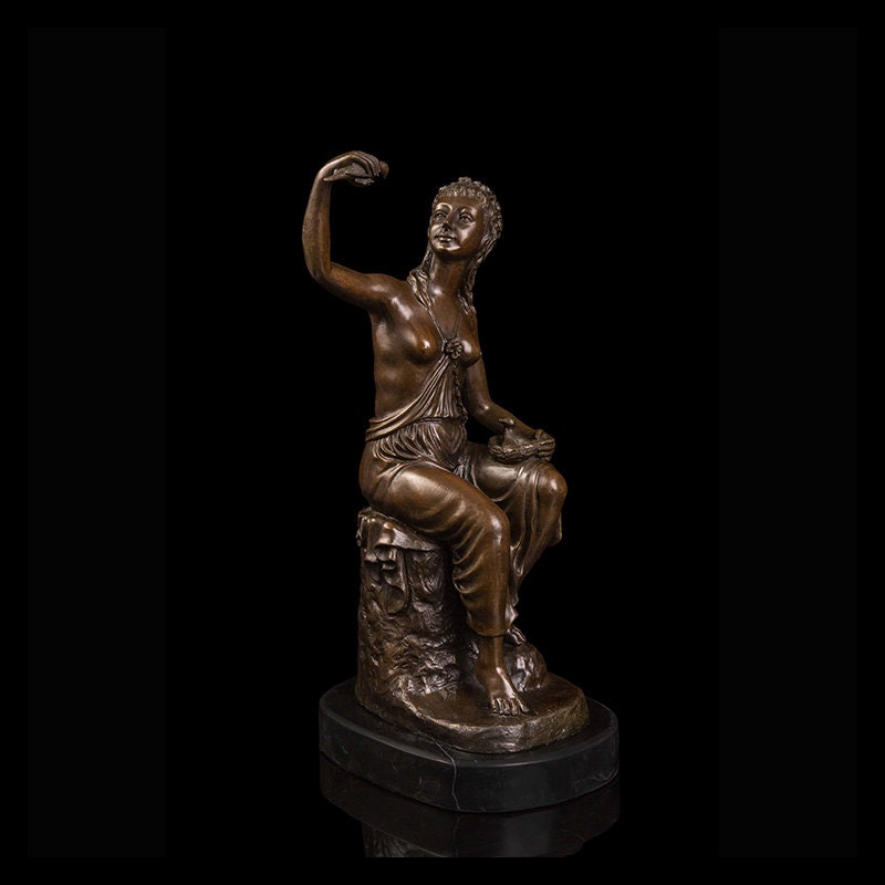 Beautiful Women with Birds | Bronze Statue | Ancient Sculpture