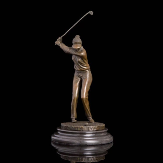 Female Golf Sports | Bronze Lady Golf Swing | Sports Sculpture