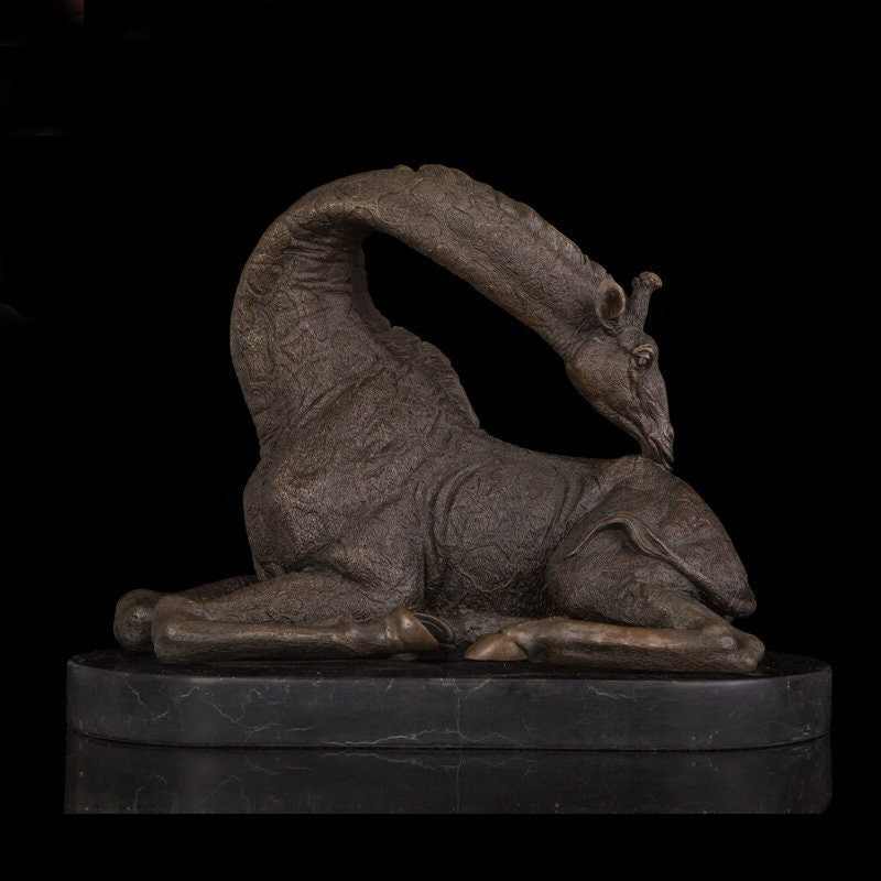 Sitting Giraffe | Bronze Statue | Animal Sculpture | African Wildlife
