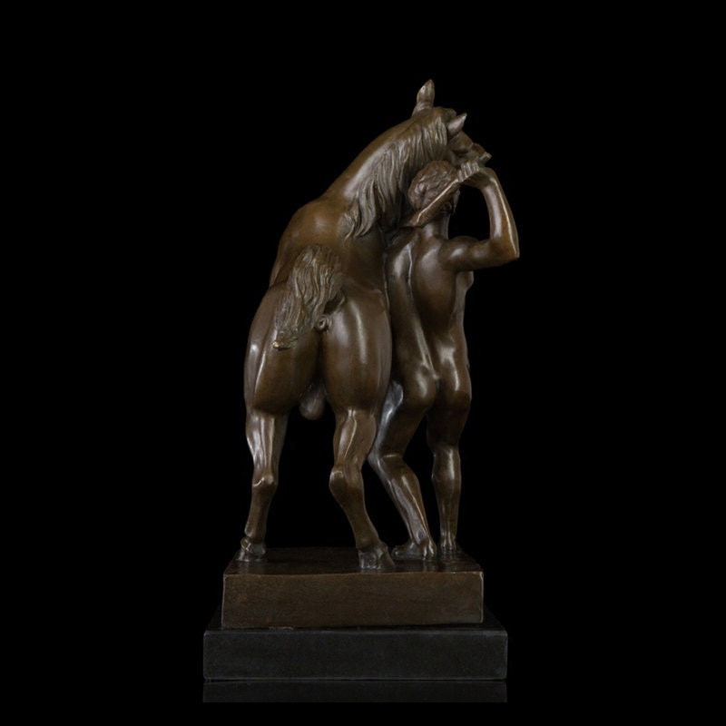 Man and Horse | Training | Bronze Statue | Animal Sculpture