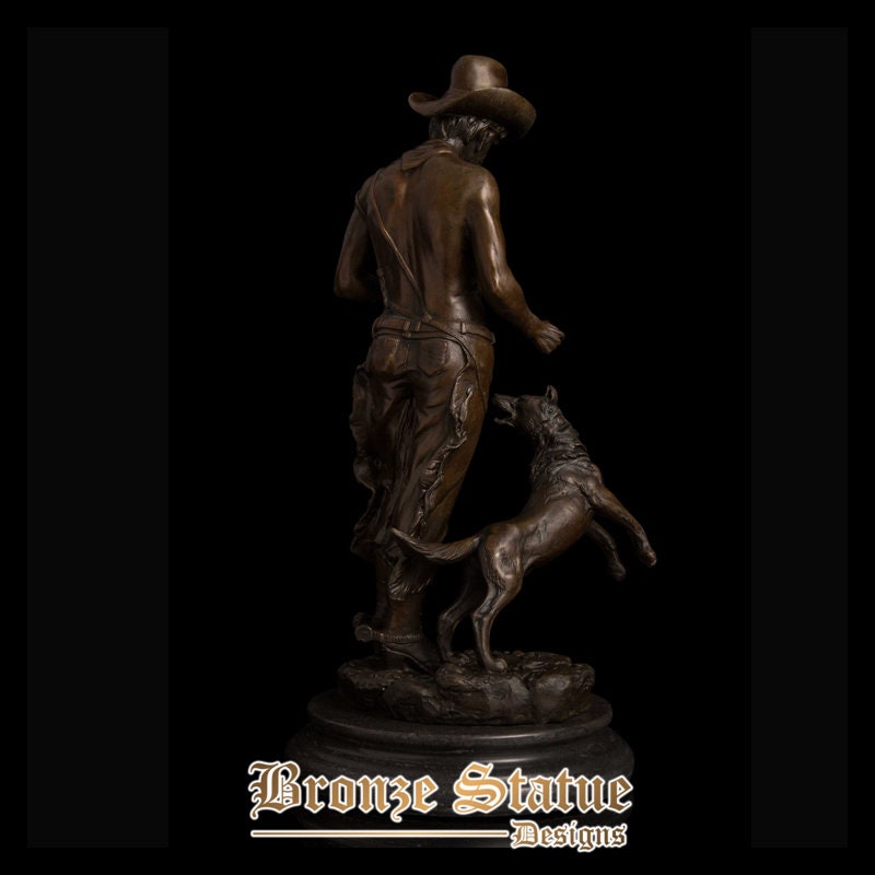Cowboy and dog | Western Sculpture | Bronze Statue