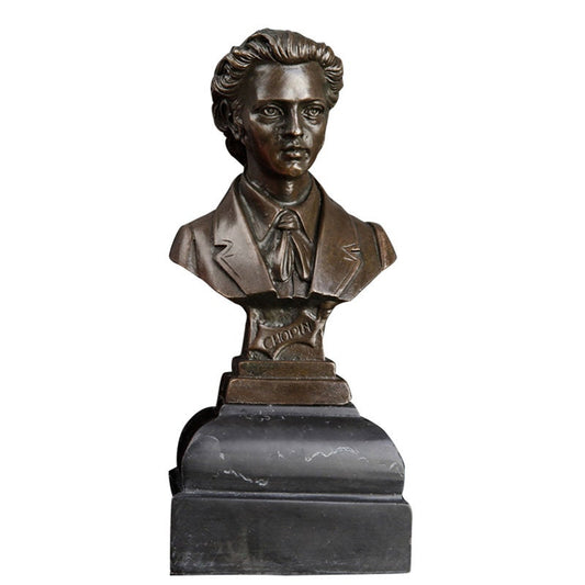 Chopin-Kopfbüste | Musikalische Skulptur | Klassischer Musiker in Bronze