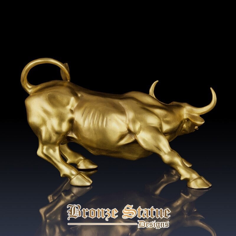 17 in | 43cm | Extra large wall street charging bull statue sculpture bronze brass famous animal figurine art home office decor business gifts