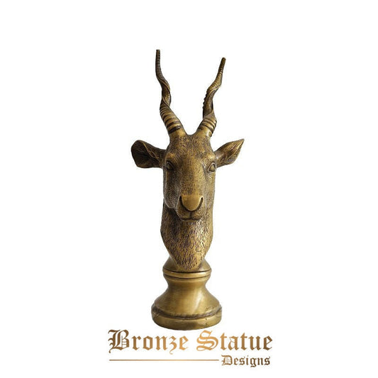 13in | 33cm  bronze antelope head sculpture bronze antelope head statue animal bust crafts stag deer head antlers for home art decoration