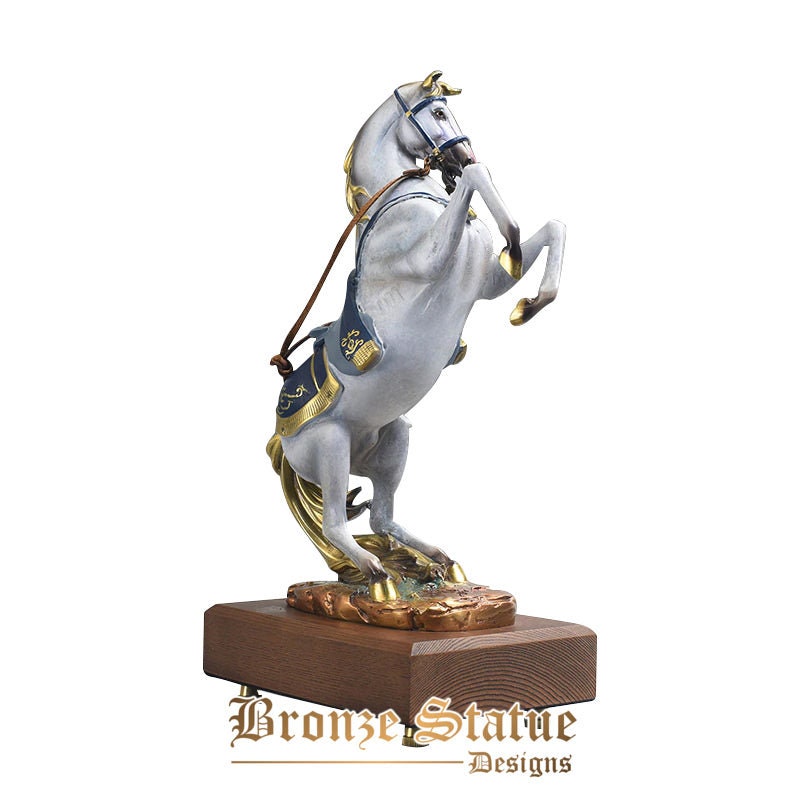 13in | 35cm | Estátua de cavalo de bronze arte moderna escultura de cavalo de salto de bronze artesanato animal artesanal para decoração de casa ornamento de escritório presentes