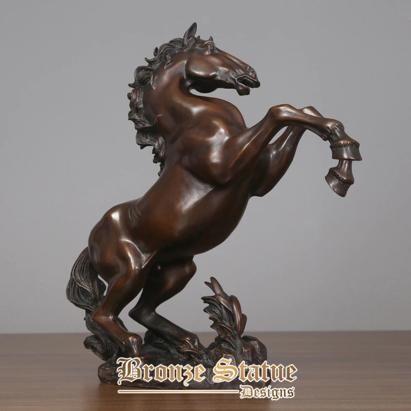 Bronze horse sculpture bronze horse statue antique rearing horse statues lost wax casting art crafts for home office decor gifts