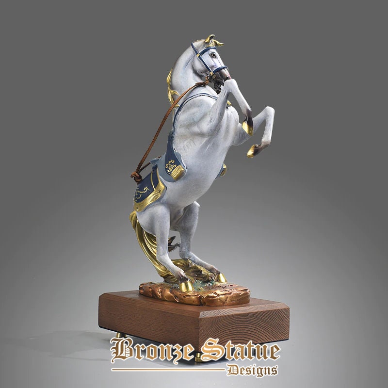 13in | 35cm | Estátua de cavalo de bronze arte moderna escultura de cavalo de salto de bronze artesanato animal artesanal para decoração de casa ornamento de escritório presentes