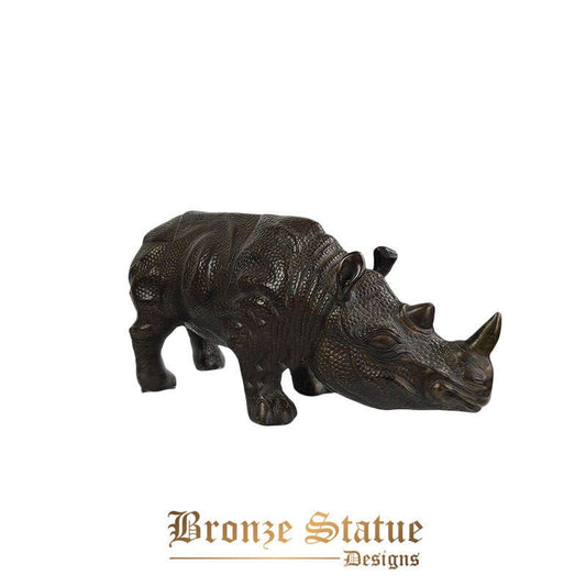 16in | 42cm | bronze rhinoceros sculpture animals bronze rhinoceros statues rhino sculpture outdoor garden home decor ornaments