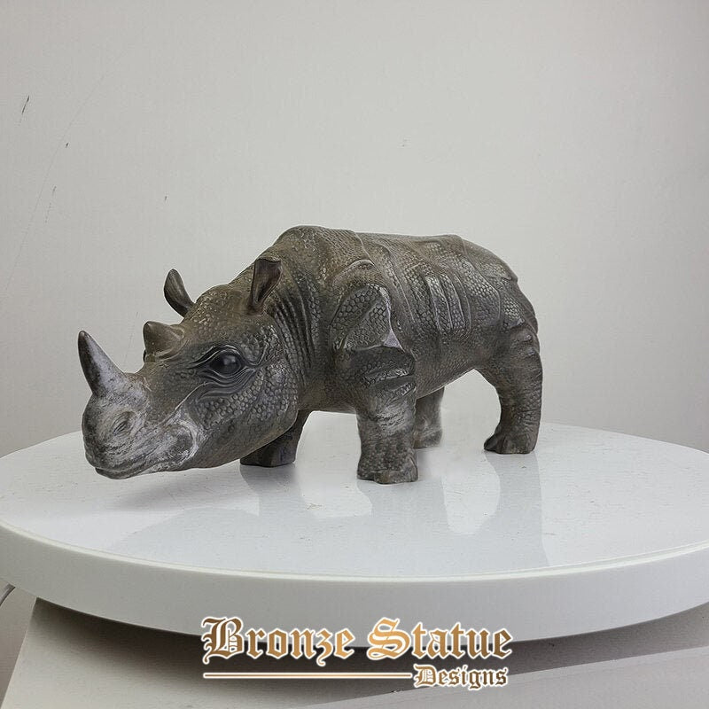 16in | 42cm | bronze rhinoceros sculpture animals bronze rhinoceros statues rhino sculpture outdoor garden home decor ornaments