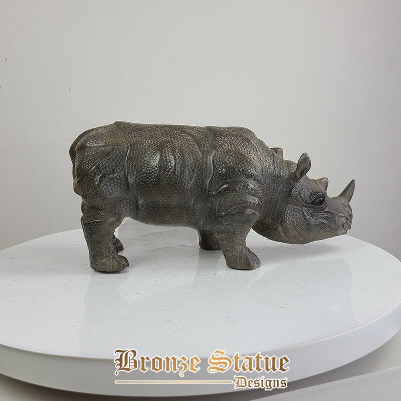 16in | 42cm | bronze rhinoceros sculpture animals bronze rhinoceros statues rhino sculpture outdoor garden home decor ornaments