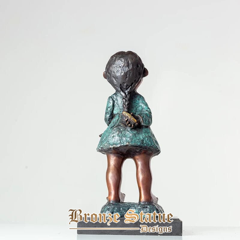 Estátua de bronze para crianças arte moderna esculturas de menino e menina adoráveis ​​estátuas e esculturas para crianças presentes artesanais ornamento de decoração para casa