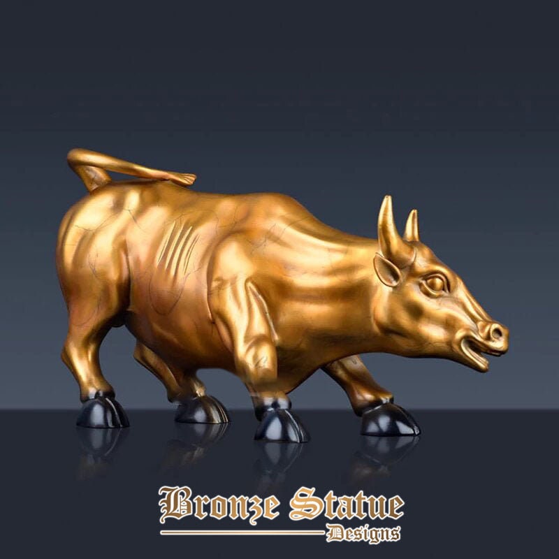 Wall street charging bull bronze sculpture bronze bull statue ox the bull of wall street figurine for office ornament home decor