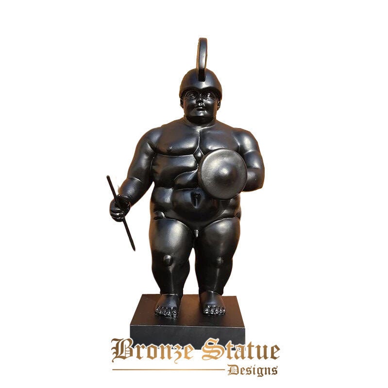 Fat roman soldier statue famous fat soldier holding a shield sculpture 22" abstract nude soldier warrior statue for home decor