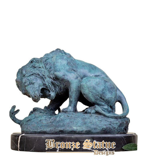 Famous bronze sculpture of lion crushing a serpent bronze lion statue with marble base animal bronze art crafts for home decor