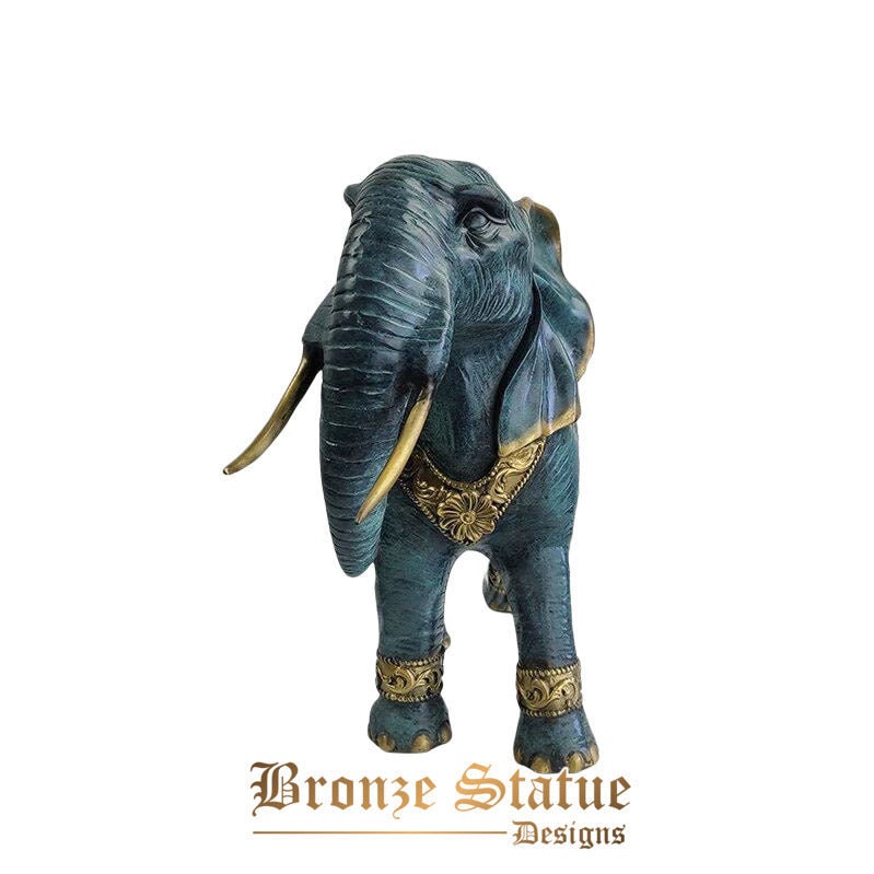 Statua di elefante in bronzo scultura di animali selvatici fortunati fengshui statuetta di elefante in bronzo arte moderna splendida decorazione per la tavola dell'home office