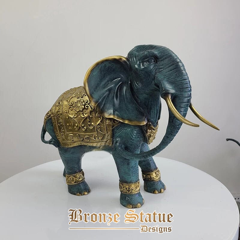 Statua di elefante in bronzo scultura di animali selvatici fortunati fengshui statuetta di elefante in bronzo arte moderna splendida decorazione per la tavola dell'home office