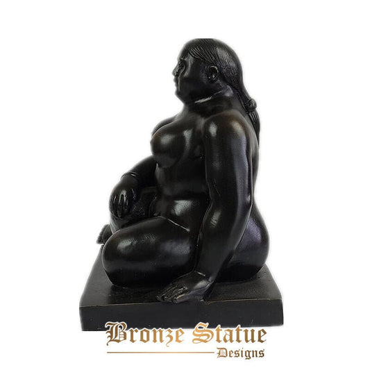 Estátua de mulher de bronze gorda famosa escultura de mulher gorda de bronze estatueta de bronze nu feminino feito à mão para ornamentos de decoração para casa