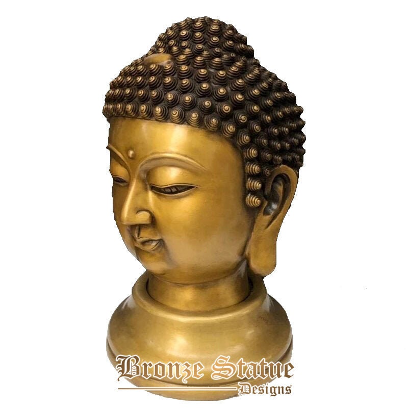 Bronze buddha head statue chinese tibetan buddhism bronze gilt shakyamuni sakyamuni buddha head sculpture art crafts ornament