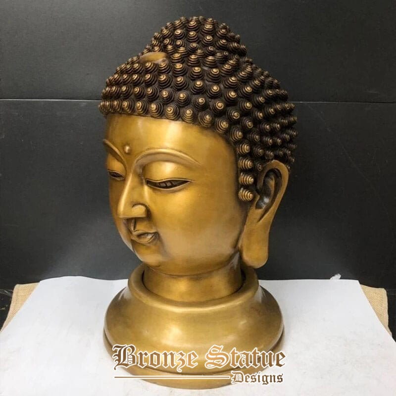 Bronzo testa di buddha statua cinese buddismo tibetano bronzo dorato shakyamuni sakyamuni testa di buddha scultura arte artigianato ornamento