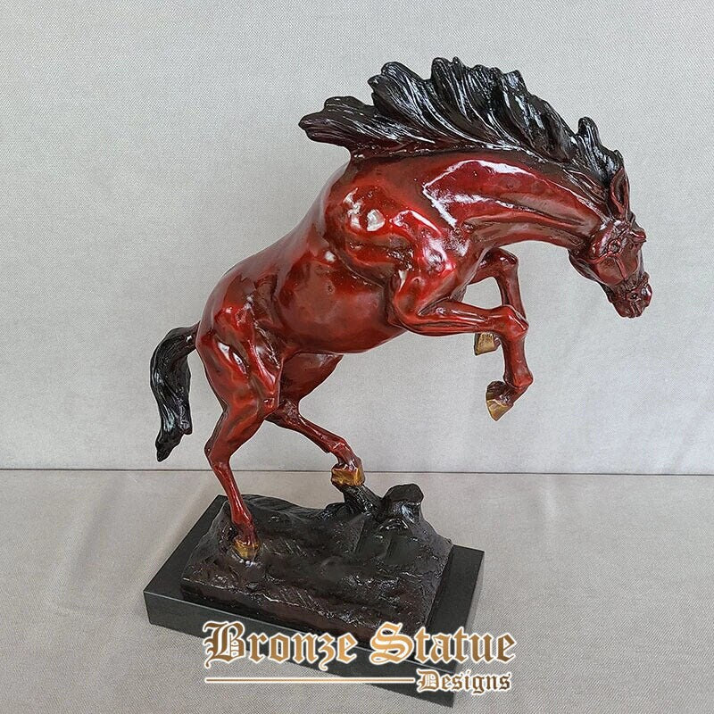 Escultura de cavalo de bronze estátua de cavalo de bronze antigo artesanato de bronze fundido estatuetas de cavalo com base de mármore para decoração de escritório doméstico