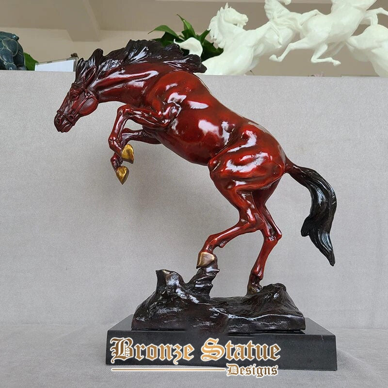Bronze horse sculpture antique bronze horse statue bronze cast crafts horse figurines with marble base for home office decor
