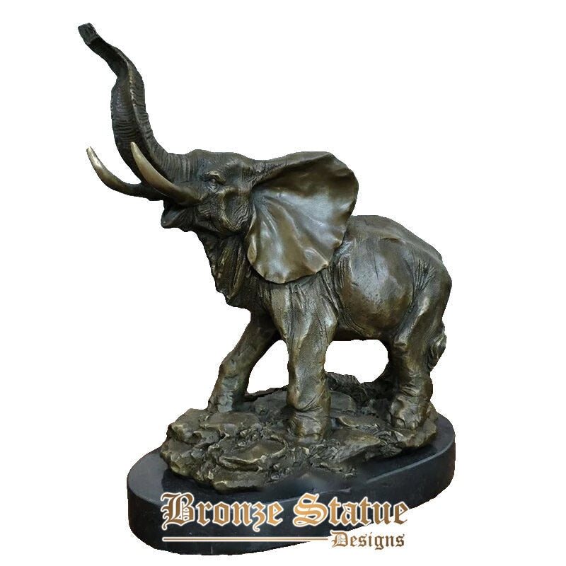 11in | 30cm | Escultura de elefante de bronze elefante ambulante estátua de bronze de bronze fundido artesanato animal para escritório em casa decoração do hotel