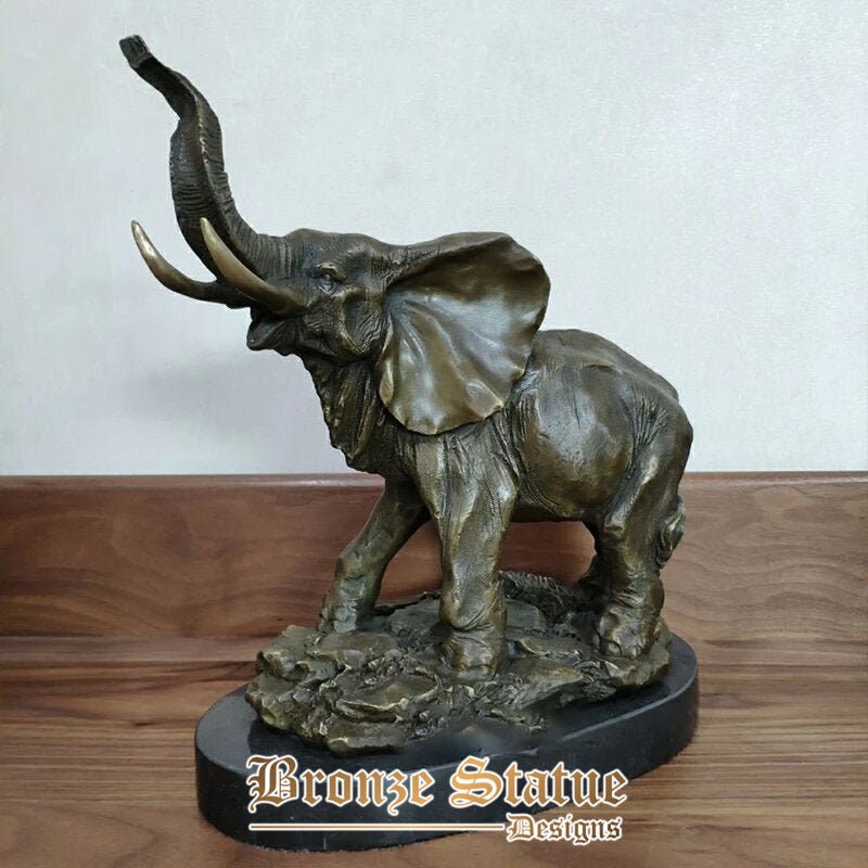 11in | 30cm | Escultura de elefante de bronze elefante ambulante estátua de bronze de bronze fundido artesanato animal para escritório em casa decoração do hotel