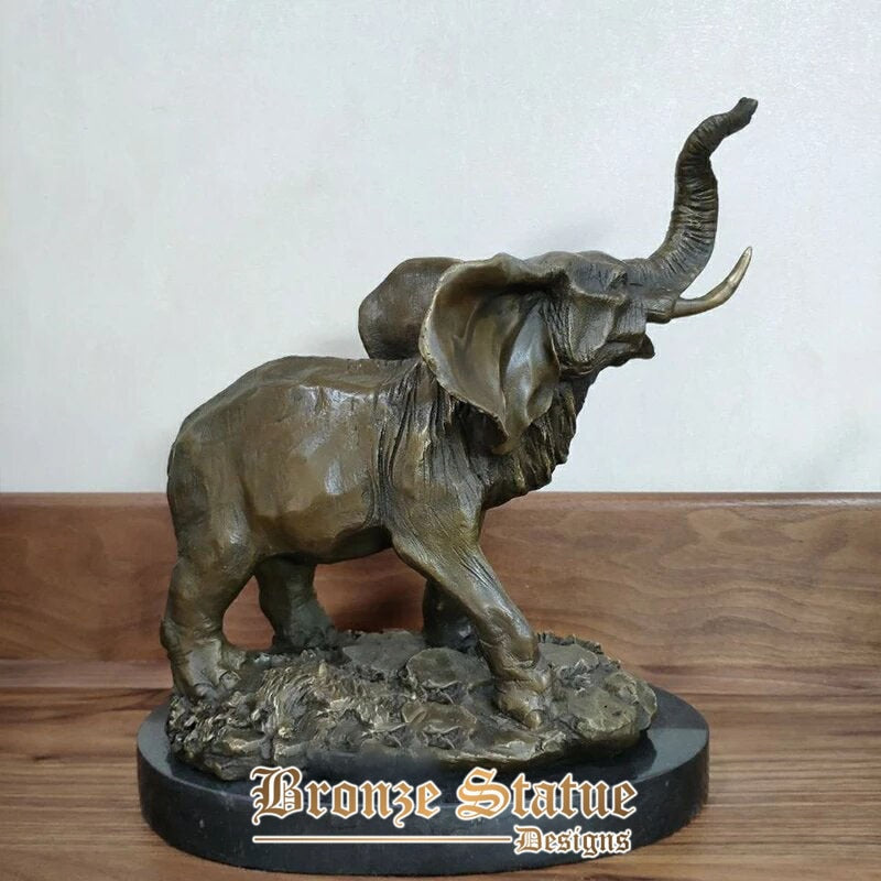 11in | 30cm | Escultura de elefante de bronze elefante ambulante estátua de bronze de bronze fundido artesanato animal para escritório em casa decoração do hotel