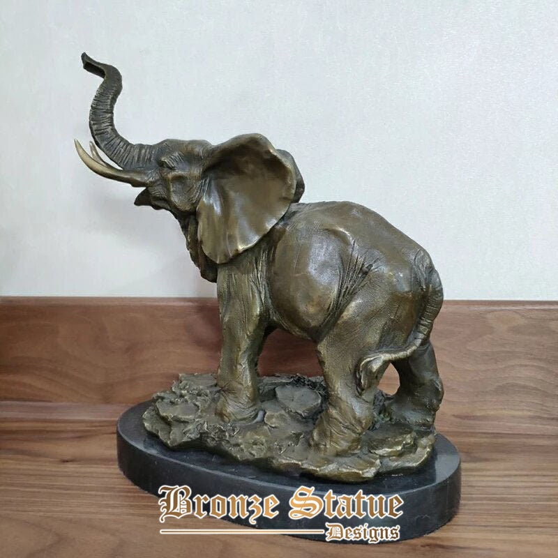 11in | 30cm | Escultura de elefante de bronze elefante ambulante estátua de bronze de bronze fundido artesanato animal para escritório em casa decoração do hotel