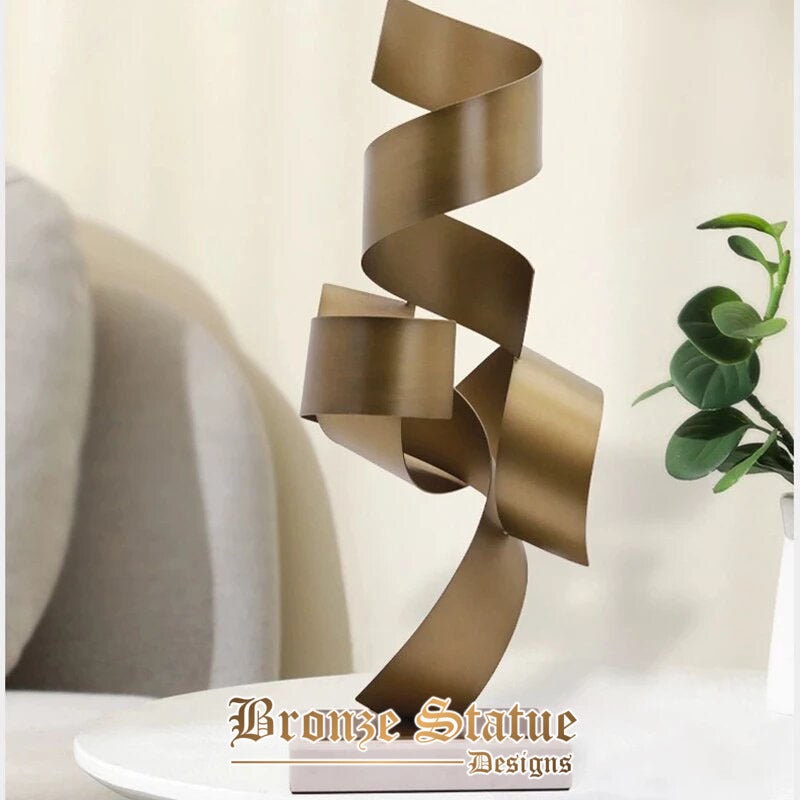Abstract metal sculpture modern art gold statues marble base crafts for decoration home hotel bar decor desk ornaments gift