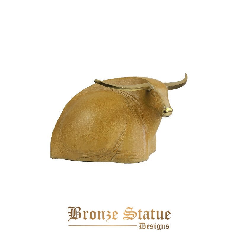 Bronze abstract bull statue modern art bronze bull sculpture bronze casting animal figurine for home decor crafts ornament gifts