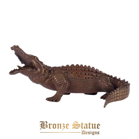 Bronze crocodile sculpture antique bronze crocodile statue vintage casting bronze alligator crafts desk ornament home decor