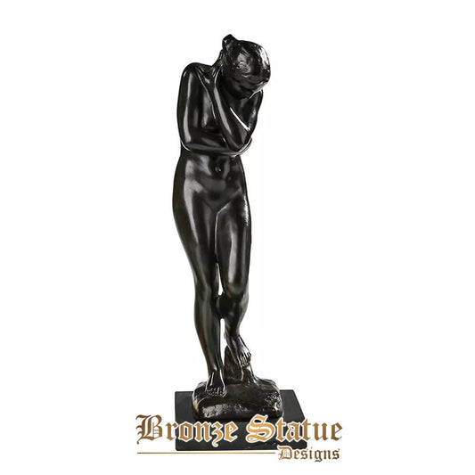 Medium Size Famous Rodin Sculpture Eve Statue Bronze Reproduction Collector Collectible Vintage Female Figurine Artwork