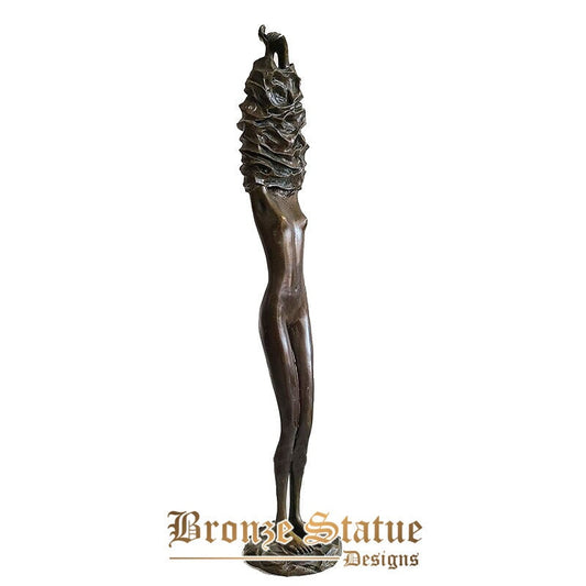 24 Zoll | 62cm | Bronze nacktes Mädchen sculptrue | Aktstatue aus Bronze | abstraktes Kunsthandwerk aus Bronzeguss für Wohnkultur | Hotelbüro-Sammlung