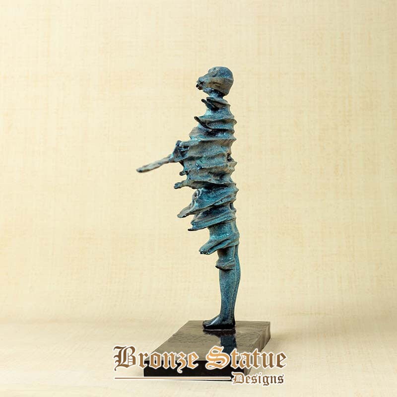 21in | 53cm | abstract bronze girl statue in strong wind | modern art female body | bronze sculpture for hallway | home decor large gift