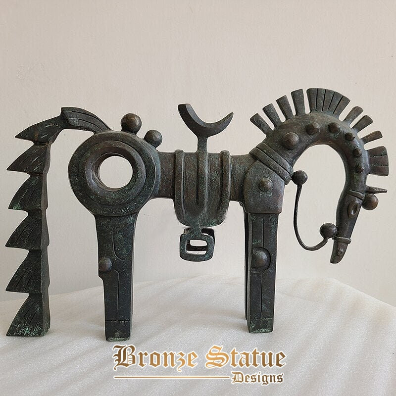 Abstract art bronze horse sculpture | vintage bronze horse statue | antique animals crafts for home | office decoration ornament