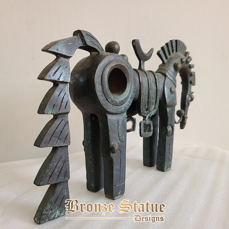 Arte abstrata escultura de cavalo de bronze | estátua de cavalo de bronze vintage | artesanato de animais antigos para casa | ornamento de decoração de escritório
