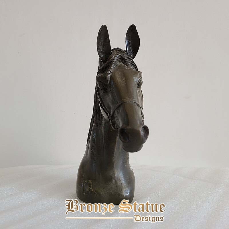 Bronze horse head sculpture animal bust sculpture horse head bronze statues for home office decor ornament antique crafts