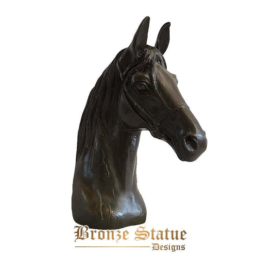 Bronze-Pferdekopf-Skulptur, Tierbüste, Skulptur, Pferdekopf, Bronzestatuen für Heimbüro, Dekoration, antikes Kunsthandwerk