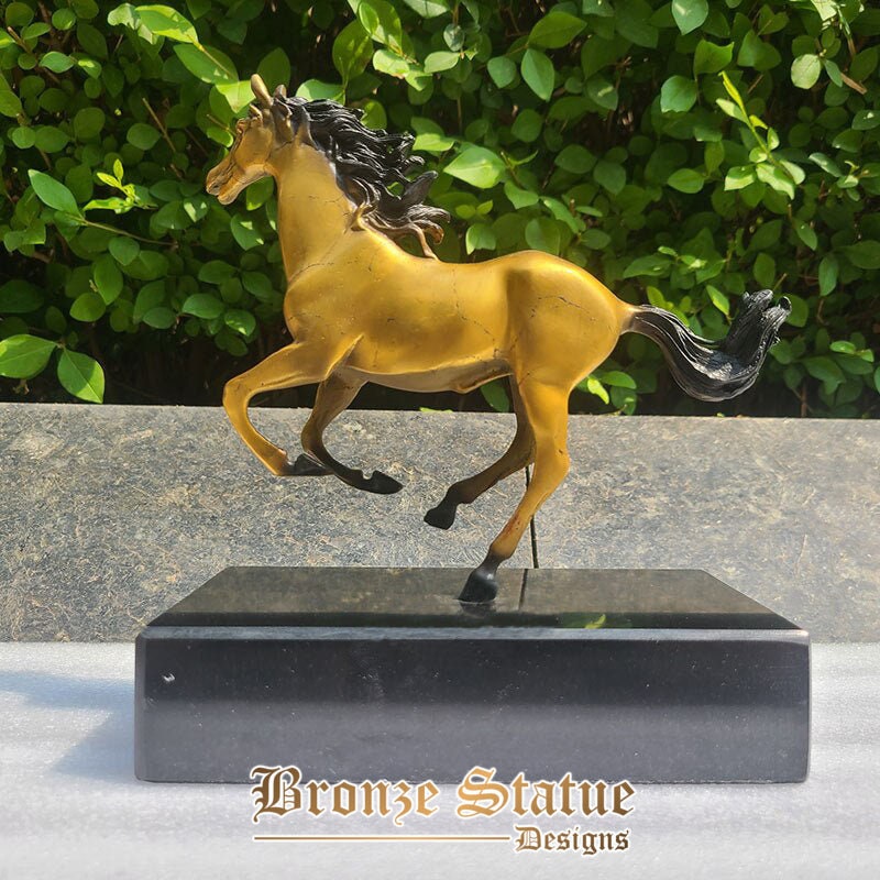 Bronze horse sculpture bronze horse statue bronze cast crafts horse figurines with marble base for home office decor ornament
