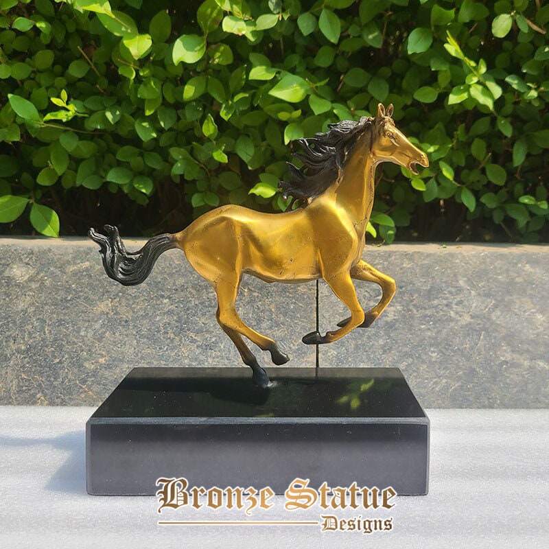 Bronze horse sculpture bronze horse statue bronze cast crafts horse figurines with marble base for home office decor ornament