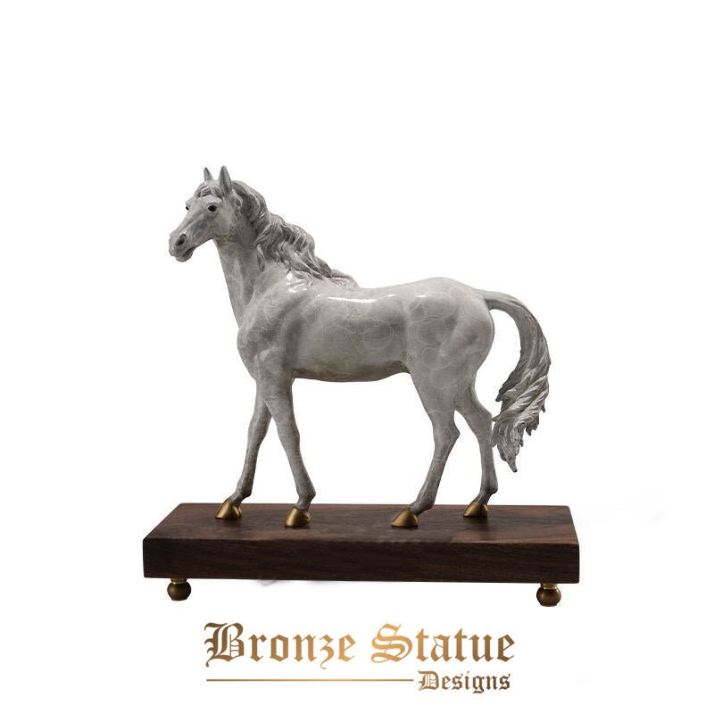 Estátua de cavalo de bronze arte moderna escultura de cavalo de bronze fundição de bronze estatueta de animais artesanato para decoração de casa ornamento de escritório presentes