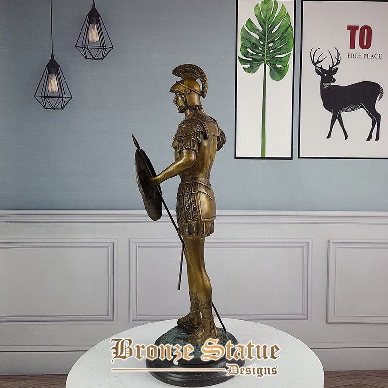 Bronze roman warrior sculpture bronze roman soldier holeing shield and sword classical statues crafts for decoration collection