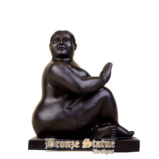 Estátua de mulher de bronze gorda famosa escultura de mulher gorda de bronze estatueta de bronze nu feminino feito à mão para ornamentos de decoração para casa