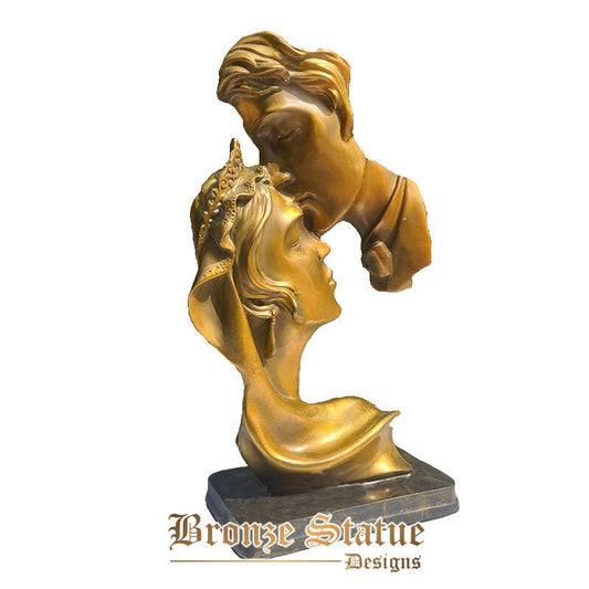 Modern art bronze bust sculpture bronze kiss statue with marble base nordic abstract bronze crafts for home hotel decor gifts